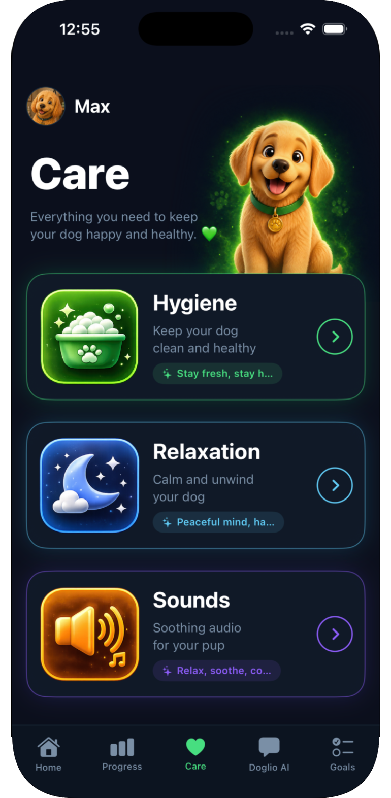Doglio Home Screen